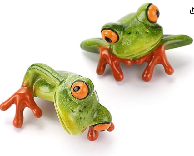Décorations de moniteur grenouille en résine verte pour PC