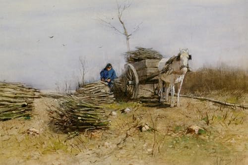 Cuadro de lienzo de Anton Mauve para salón de 60x90cm il raccoglitore di legna