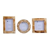 Picture of Handicrafts Home Baby Picture Frame for Newborn Girls and Boys Shower - Birthday Gifts Vintage Photo Frames Set of 3 Pieces (Brown)