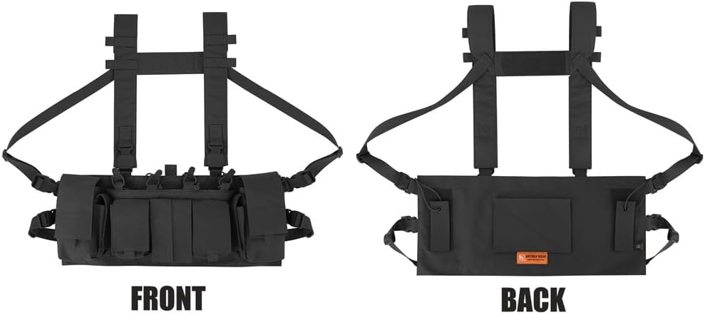 KRYDEX Tatcial Chest Rig with 5.56 Mag Pouch &Pistol Magazine Pouch,GP Pouch and Radio Pouches &H Harness