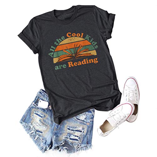 All The Cool Kids are Reading Graphic Shirt Femmes Book Lovers T-shirt à manches courtes - - Taille L