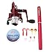 Luzhengyang Portable Mini Fishing Rod Kit with Small Reel for Travel Boat Fishing Telescopic Pen Size Combo Set Weight Gear, for Sea Beach Ice Fly Rock Fishing, Fiberglass and Aluminum - Red