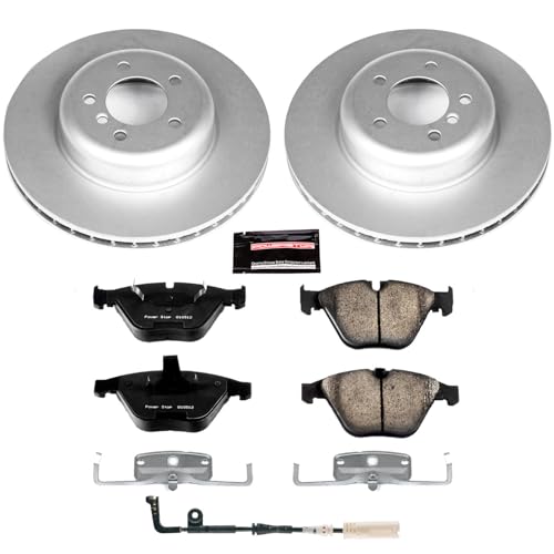 Image of PowerStop Front Brake Kit for BMW 535i 2008-10 |545i 2004-05 |550i 2006-10 |645Ci 2004-05 |650i 2006-10 - Fully-Coated Disc Rotors with Z23 Carbon-Fiber Ceramic Brake Pads Upgrade, CRK2918