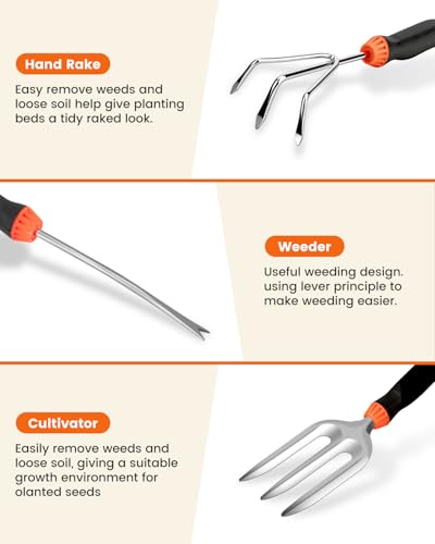 Garden Tool Set, 7 Piece Stainless Steel Gardening Tools Set - Image 3