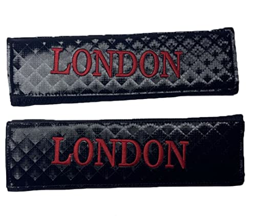 Londres - Funda de cojín para cinturón de seguridad (fibra de carbono, 2 unidades), color negro