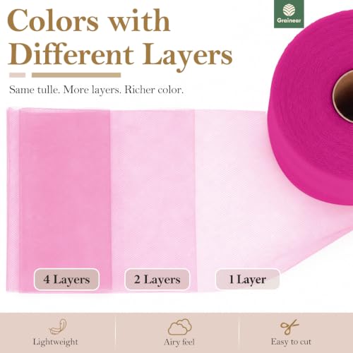 Image of Magenta Tulle Fabric Roll 6 Inch x 100 Yards Tulle Ribbon