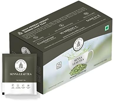 Senna Tea (25 Tea Bags), Premium Herbal Laxative Tea For Constipation Relief, Smooth Move Colon Cleanse| Made from 100% Natural Senna Leaves