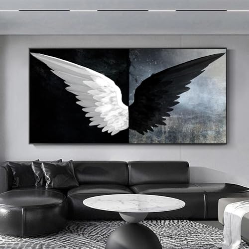 Décoration murale moderne peinture sur toile ailes grand format 60x123cm salon séjour