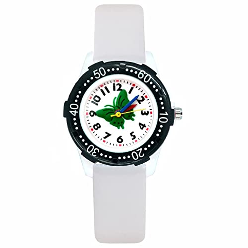 Reloj de niña Moda Lindo Bonito Estilo de Mariposa de Dibujos Animados Estudiante Niñas Niños Relojes de Pulsera de Cuero de Cuarzo Reloj Relojes para niñas (Color : Pink)