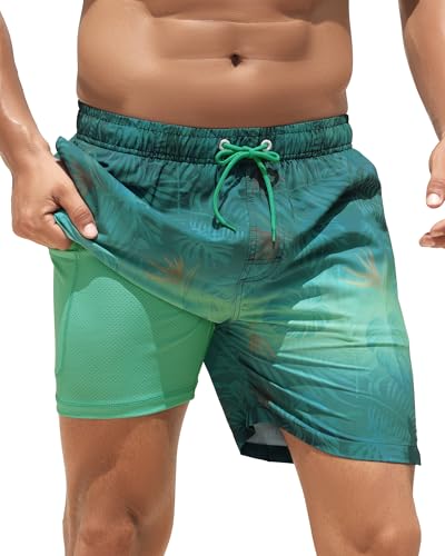 BOJIN 2 in 1 Mens Swim Trunks with Compression Liner 5.5