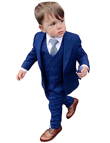 Costume trois pièces garçon confortable qui ne gratte pas avec revers échancré élégant