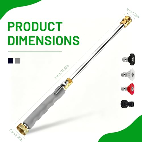 Jet Nozzle Power Washer for Garden Hose, High Pressure Power Washer Wand with 3 High-Pressure Nozzles, Garden Hose Jet Nozzle & Pressure Washer Hose Adapter for Patio Garden Outdoor Cleaning (Black) by Iiglitch - Image 7