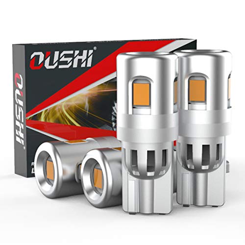 OUSHI W5W LED Canbus Bombillas Coche, T10 194 168 158 2825 Ámbar 2835 SMD 12V Para Coches Luces De La Matrícula Posición Laterales Iluminación Interior Luces Laterales (Paquete de 4)