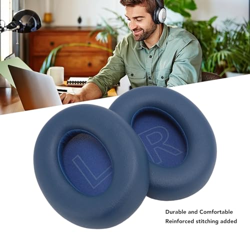 Earpads for Soundcore Life Q20 Q20 BT Headphone, Protein Leather Sponge Noise Isolation Replacement Ear Cushions (Blue) - Image 2