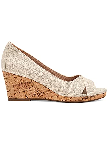 Charter Club Womens Toniie Canvas Slip On Wedge Heels Metallic 7.5 Medium (B,M)