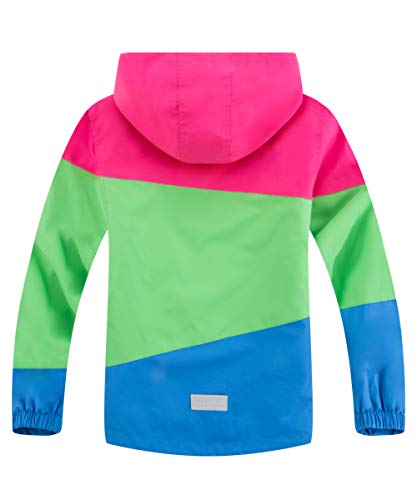 M2C Girls Hooded Fleece Lined Waterproof Jacket Windproof Raincoat 6/7 Color Block Rose #TOP1
