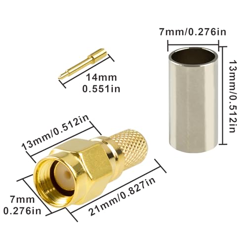 Pack de 10 conectores SMA macho para cable coaxial miniatura 5