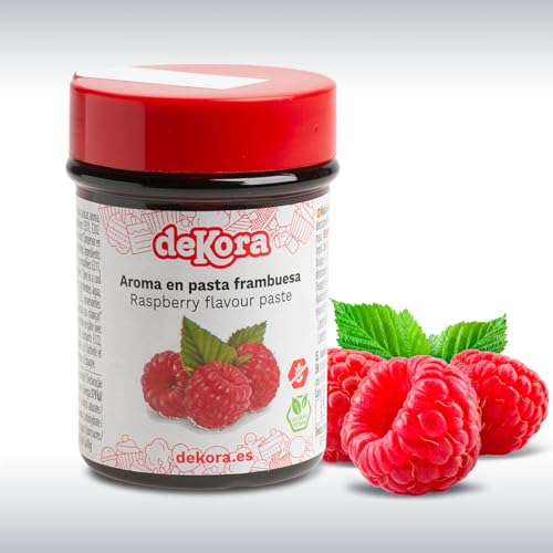 dekora - Aroma en Pasta concentrado de Frambuesa 60ml | colorante alimentario y saborizante Ideal para Bizcochos, cupcakes, fondant, magdalenas, helados, postres | Sin Gluten | Vegano