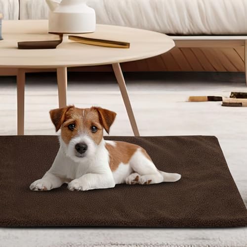Self Warming Cat Mat - 36x24in Thermal Dog Crate Pad with Removable Washable Sherpa Cover and Reflective Insulation Layer for Self Heating - Pet Supplies for Medium Dogs and Cats by PETMAKER (Brown) by PETMAKER - Image 8