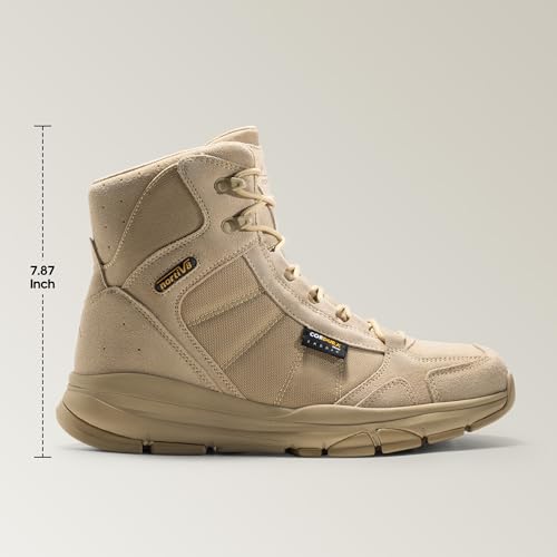 NORTIV 8 Men's Waterproof Lightweight Military Tactical Work Boots Outdoor Hiking Combat Motorcycle Boots,Size 7,Waterproof-Sand,SNMT222M