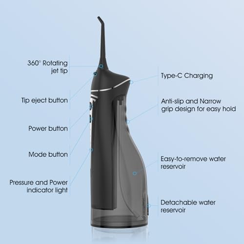 Image of Water Flosser for Teeth Pick Cordless, Beautypick Portable Electric flossers for Teeth Cleaning and Flossing, 300ML Braces Oral Irrigator, Rechargeable Waterproof Dental Picks for Home Travel