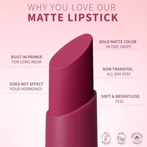 Image of TEEN TEEN Color Life Nontransfer Crayon Lipstick | Matte Finish with Built-in Primer | Waterproof & Long Lasting Lip Color | Smudge-Proof, Fade-Resistant Formula | Rose-Pink, 2gm