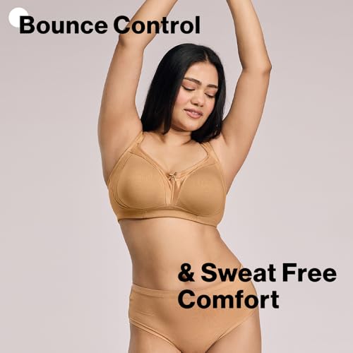 Image of NYKD NYB101 Cotton Non Padded Non Wired Full Coverage Everyday Bra M-Frame Bounce Control (Plus