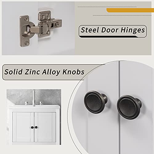 P Purlove 24" Bathroom Vanity With Sink, Bathroom Storage Cabinet With Doors And Open Shelf, Modern Wood Cabinet Basin Vessel Sink Set,Solid Wood Frame, Ceramic Sink, White #TOP4