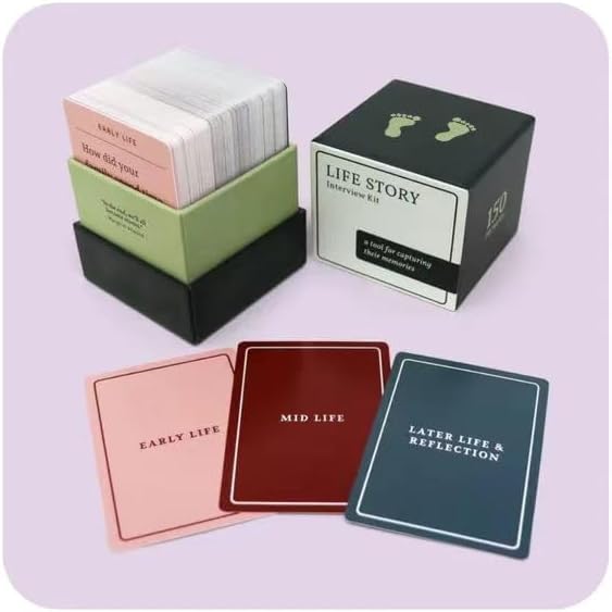 Life Story Interview Kit Cards - 150pcs Tales Card Deck for Storyteller Tactics and Conversations with Parents, Grandparents, and Loved Ones