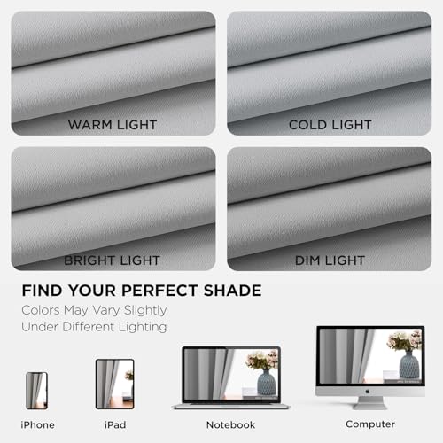 Image of Joydeco Blackout Curtains for Bedroom 42 x 63 Inch, Eyelet Thermal Insulated Energy-saving Drapes for Room Darkening Light Filtering, Short Window Treatments 63 Inch Drop, 2 Panels - Greyish White