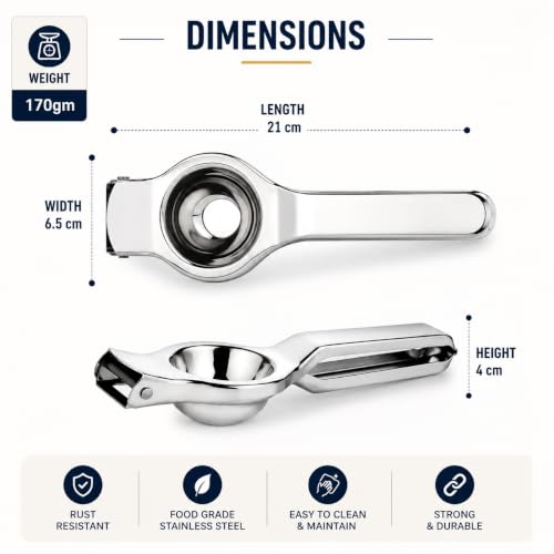 Image of Clazkit Hand Press Lemon Squeezer with Bottle Opener | Multipurpose Citrus Juicer | Manual Fruit Extractor | Strong, Lightweight & Easy to Clean