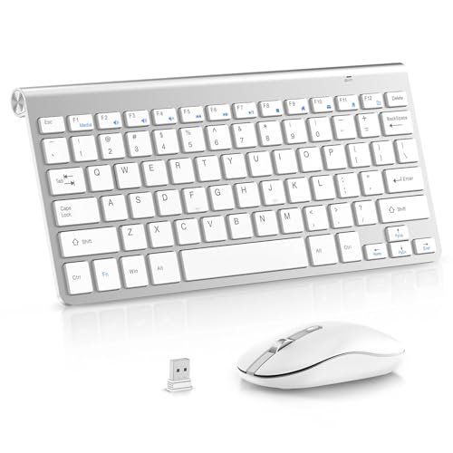 Image of cimetech Mini Wireless Keyboard Mouse Combo, 2.4G Slim Keyboard and Ergonomic Silent Mouse Set with 12 Multimedia Shortcuts for Computer, PC, Laptop, Tablet, Desktop, Android SmartTV (Silver)