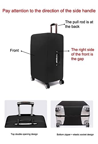 Image of MosaiRudo Thicker Luggage Cover Elastic Suitcase Cover Protector Fits 18-32 Inch Suitcase Travel Accessories, Black, S, Zipper Closurezipper Closurezipper Closurezipper Closurezipper Closure