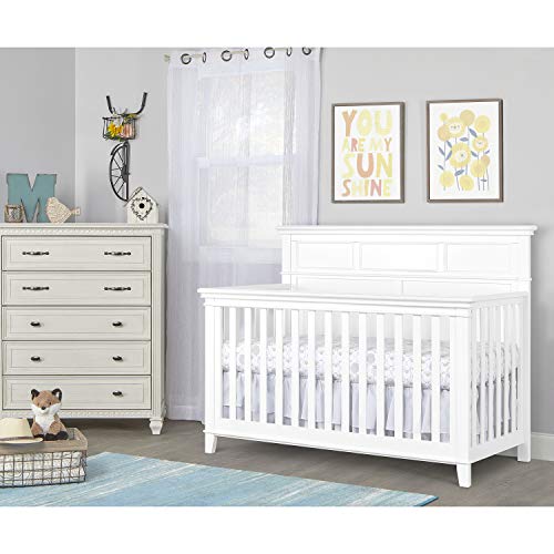 Dream On Me Dover 4-In-1 Convertible Crib In White, Three