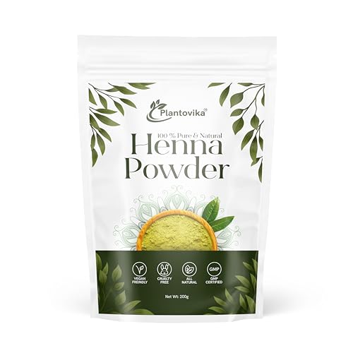 Plantovika 100% Natural and Pure Henna Powder/Lawsonia Inermis For Hair Orange-Red Hair Color Triple Shifted Smooth Henna Paste and Cones No additives No Chemical Easy to use 200 grams