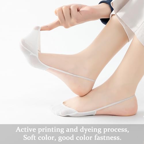 Image of No Show Socks with Invisible Sling Back Womens, 6 Pairs Low Cut Half Toe Topper Socks with Non-Slip Straps for Heels
