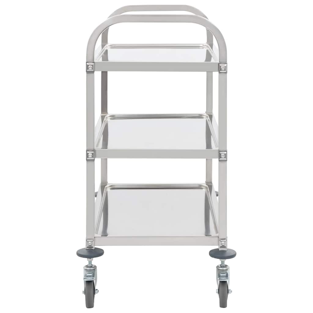 Carrello da cucina a 3 livelli, 95 x 45 x 83,5 cm, in acciaio inox, con ruote e freni, ideale per cucina, sala da pranzo, soggiorno, spazio e conservazione