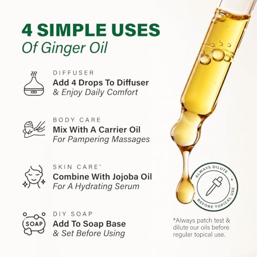 Image of 100% Pure Ginger Oil - 4 Fl Oz Ginger Essential Oil for Hair, Skin, Diffuser, Aromatherapy & DIY Soap Making Scent