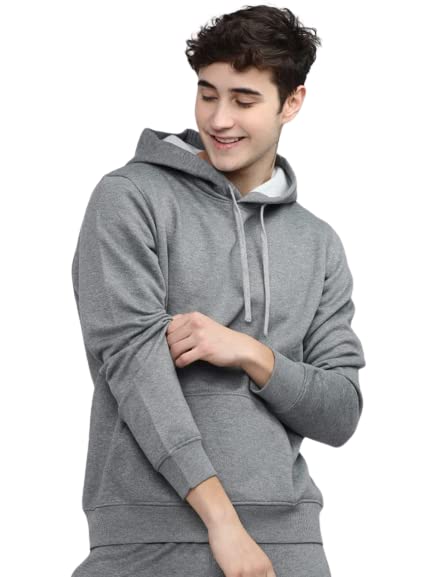 Cotton Blend Solid Long Sleeve Hoodies for Men-picture-24