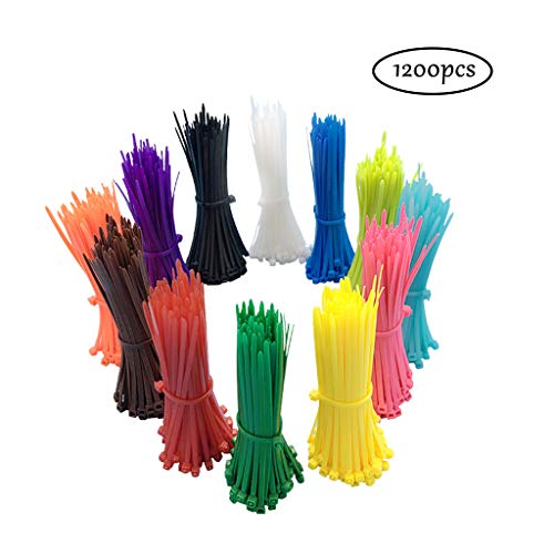 4 Inch 1200 Stück-Pack farbige Kabelbinder  Kabelbinder farbig bunt Hohe Qualität Starke Nylon Zip Kabelbinder von, mehrfarbig, Kabelbinder Set - UV-Beständig