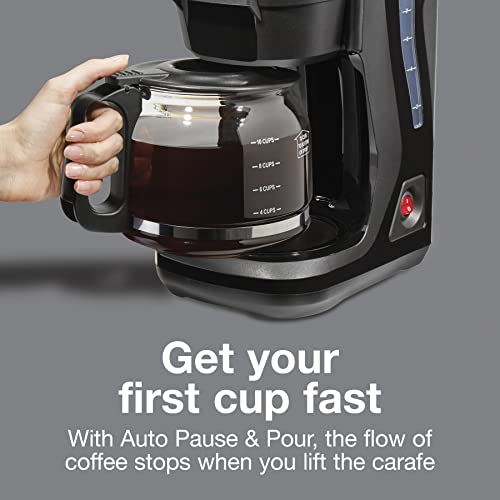 Image of Proctor Silex FrontFill Drip Coffee Maker, 12 Cup Glass Carafe, Black and Silver (43680PS)