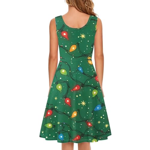 Image of Women's Casual Loose Sundress Midi Sleeveless Crewneck Dress Summer Beach Tank Dress with Pockets