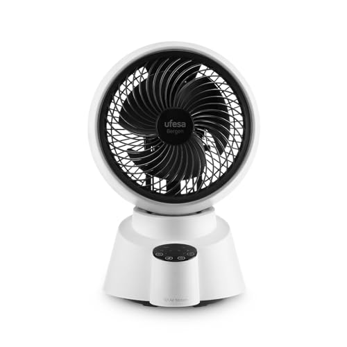 Ufesa Ventilador de Sobremesa Bergen, 40W, con Tecnología 3D Circulación de Aire, 6 Velocidades, Oscilación 60º/90º, Mando a Distancia, Temporizador 7.5h, Panel de Control Luminoso, Ultrasilencioso