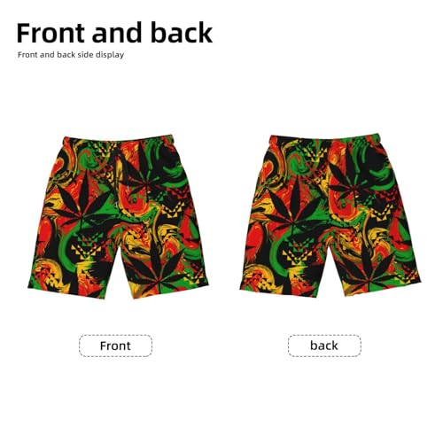Boys Swim Trunks Psychedelic Cannabis-Rasta Abstract Kids Swim Shorts Quick Dry Beach Board Pocket Black2