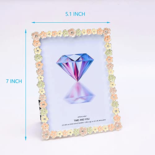 Yrx Picture Frame 4X6 Inch，Floral Design Metal Photo Frame With Hd Glass,Gift Ideas Tabletop Home Decorative (Flowers) #TOP4