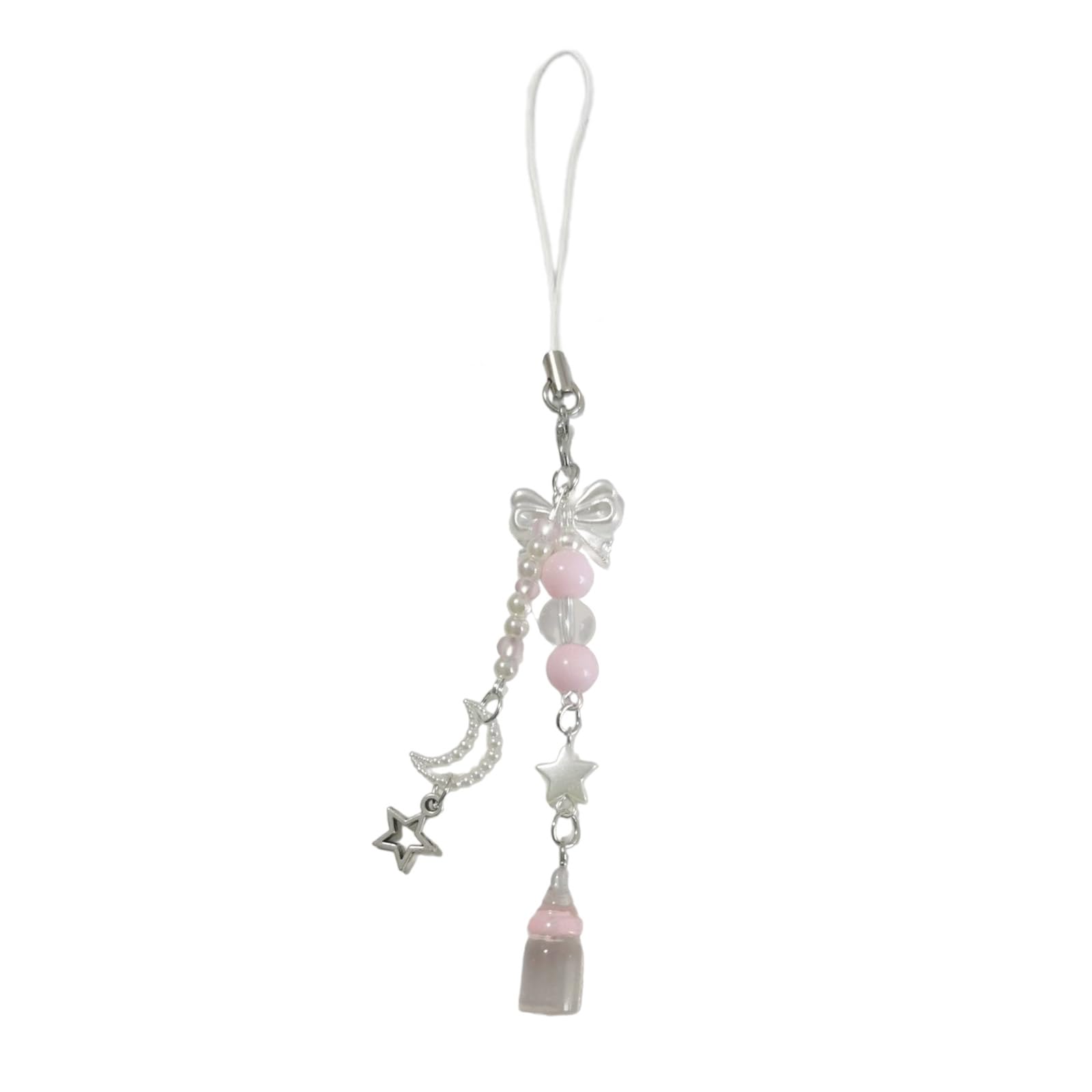 NEWFT Eye Catching Beaded Keychain Bowknot Phone Charm for Women Bag Pendants for Shoulder Purse Backpack