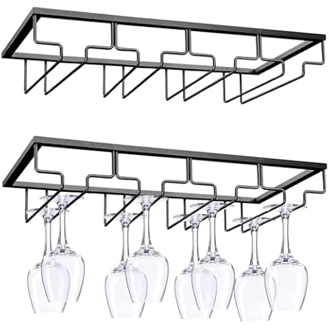 LOSYHU 4 Slots Hanging Wine Glass Rack Cover