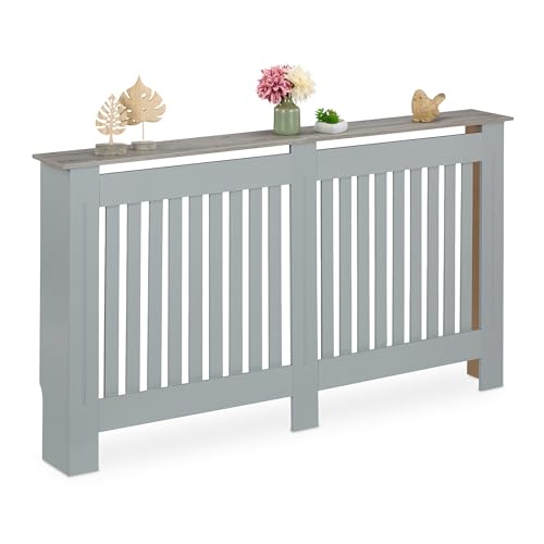 Relaxdays Heizkörperverkleidung Lamellen, HBT 83x152x19 cm, für...