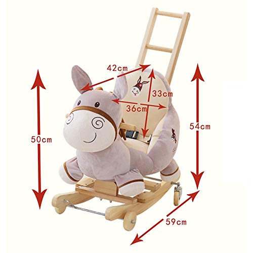 ZhaoXH-Schaukelpferd Kinder Holz Schaukelpferd Spielzeug Plüsch Grauer Bär Schaukelsitz Kind Schaukeltier mit Sound und… – Bild 3