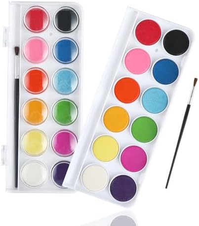RMIVEGLIA Aquarellfarben Set, Wasserfarben kinder, 12 Farben mit einen Pinsel. Ideal für kreative Projekte für Kinder und Künstler.